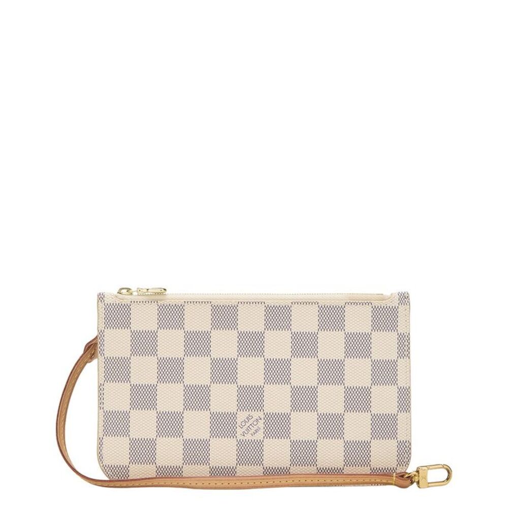 Louis Vuitton White Damier Azur Coated Canvas Neverfull Pouch Nm Pm